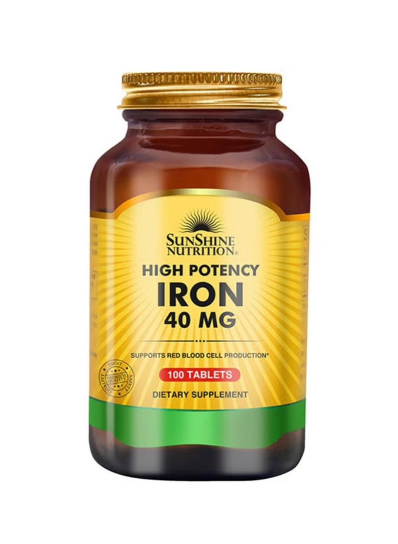 شروق الشمس SUNSHINE NUTRITION HIGH POTENCY IRON 40 MG 100 TABLETS - Image 1